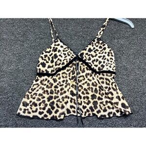 Urban Episode Camisole Top Womens XS Brown Leopard Print Mesh Adjustable Strap